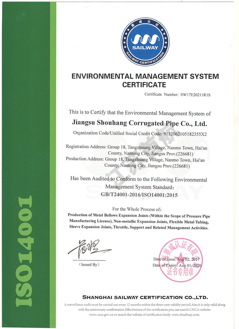 环境管理体系证书（英）